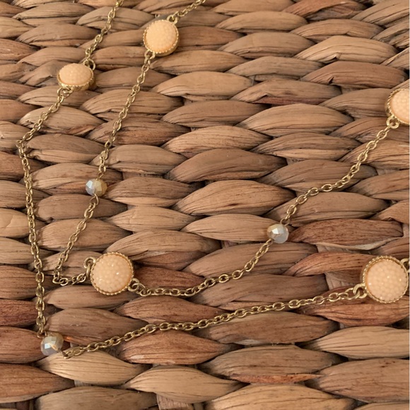 Layered Gold & Pastel Peach Necklace - Picture 2 of 4